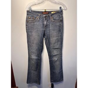 Dollhouse Womens Low Rise Bootcut Jeans Blue Medium Wash Embroidered Size 7/8